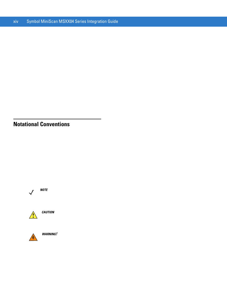 Notational conventions | Motorola SYMBOL MINISCAN MSXX04 User Manual | Page 16 / 260