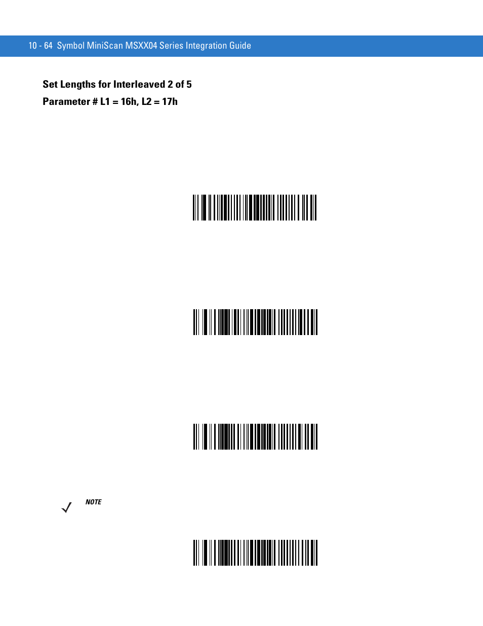 Set lengths for interleaved 2 of 5, Set lengths for interleaved 2 of 5 -64 | Motorola SYMBOL MINISCAN MSXX04 User Manual | Page 170 / 260