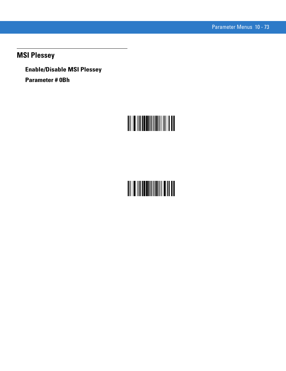 Msi plessey, Enable/disable msi plessey, Msi plessey -73 | Enable/disable msi plessey -73 | Motorola SYMBOL MINISCAN MSXX04 User Manual | Page 179 / 260