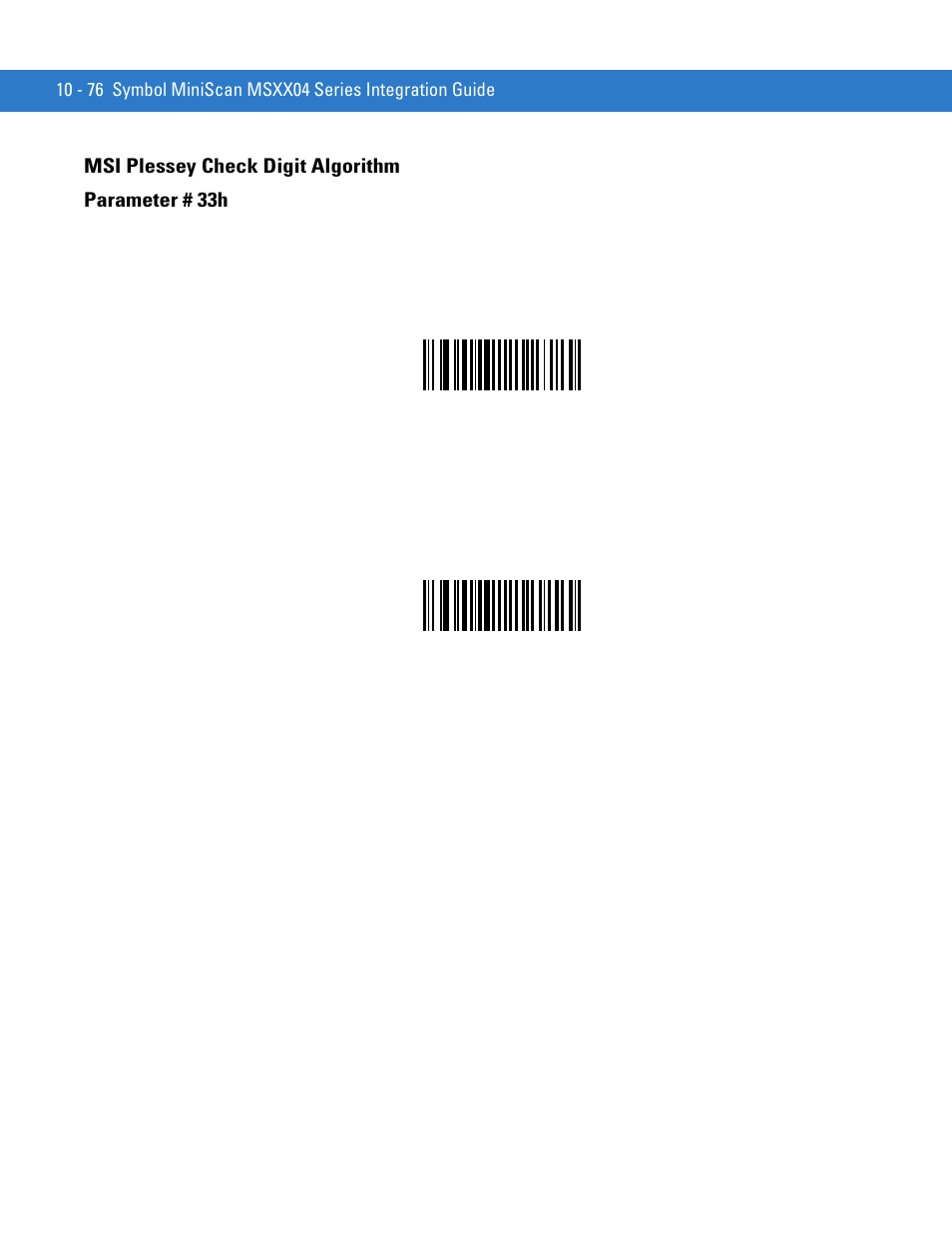 Msi plessey check digit algorithm, Msi plessey check digit algorithm -76 | Motorola SYMBOL MINISCAN MSXX04 User Manual | Page 182 / 260