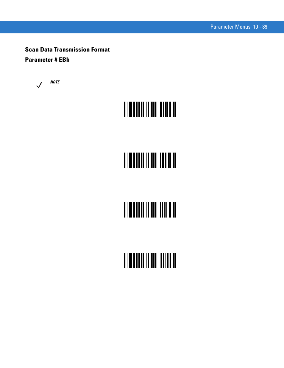 Scan data transmission format, Scan data transmission format -89, Scan data transmission format parameter # ebh | Motorola SYMBOL MINISCAN MSXX04 User Manual | Page 195 / 260