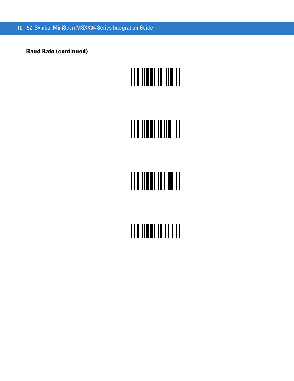 Baud rate (continued) | Motorola SYMBOL MINISCAN MSXX04 User Manual | Page 198 / 260