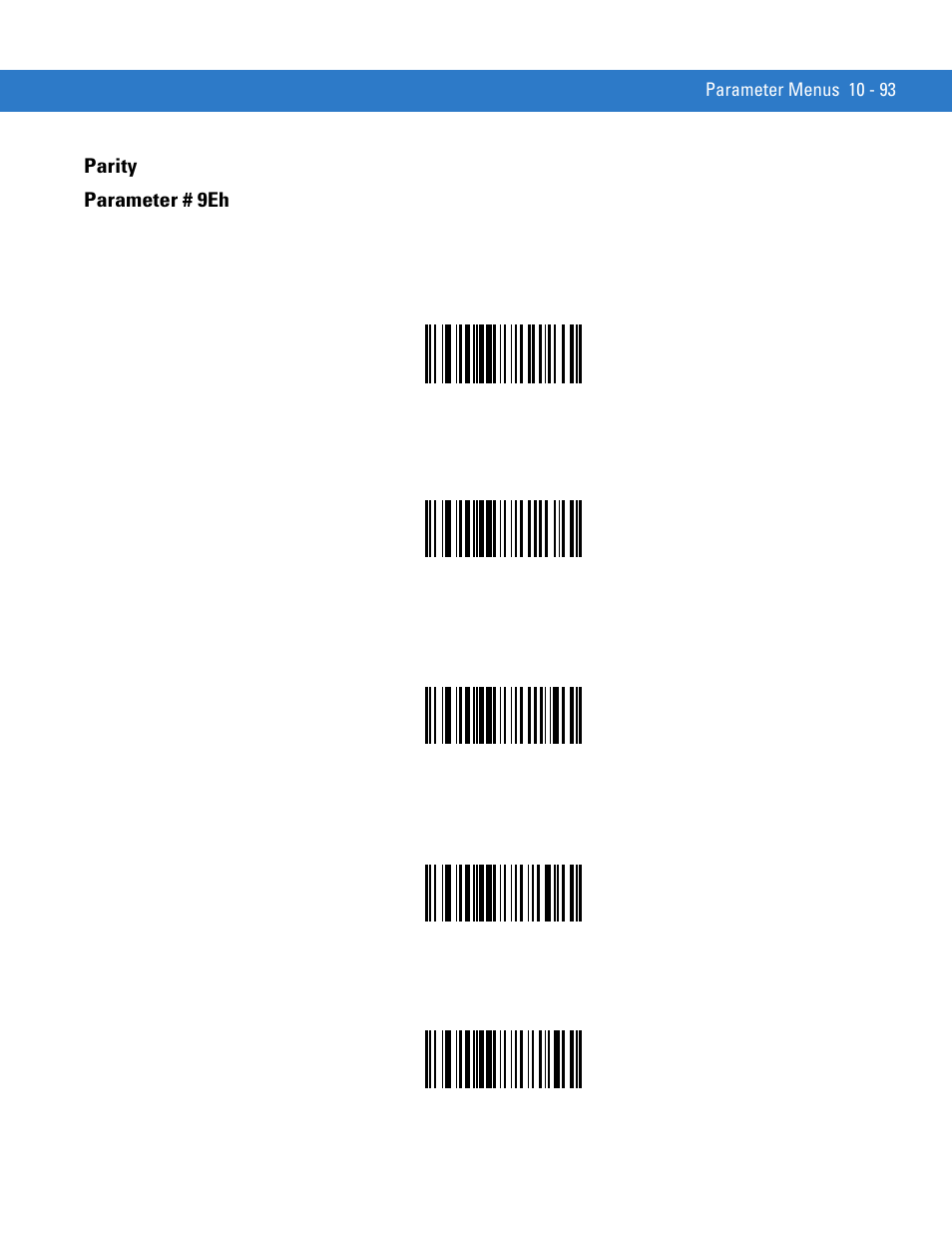 Parity, Parity -93, Parity parameter # 9eh | Motorola SYMBOL MINISCAN MSXX04 User Manual | Page 199 / 260