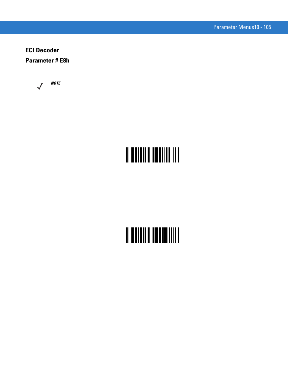 Eci decoder, Eci decoder -105, Eci decoder parameter # e8h | Motorola SYMBOL MINISCAN MSXX04 User Manual | Page 211 / 260