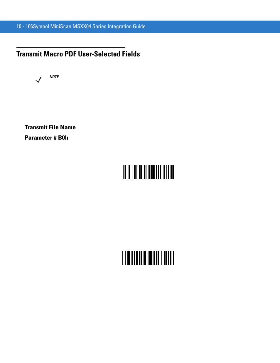 Transmit macro pdf user-selected fields, Transmit file name, Transmit macro pdf user-selected fields -106 | Transmit file name -106 | Motorola SYMBOL MINISCAN MSXX04 User Manual | Page 212 / 260