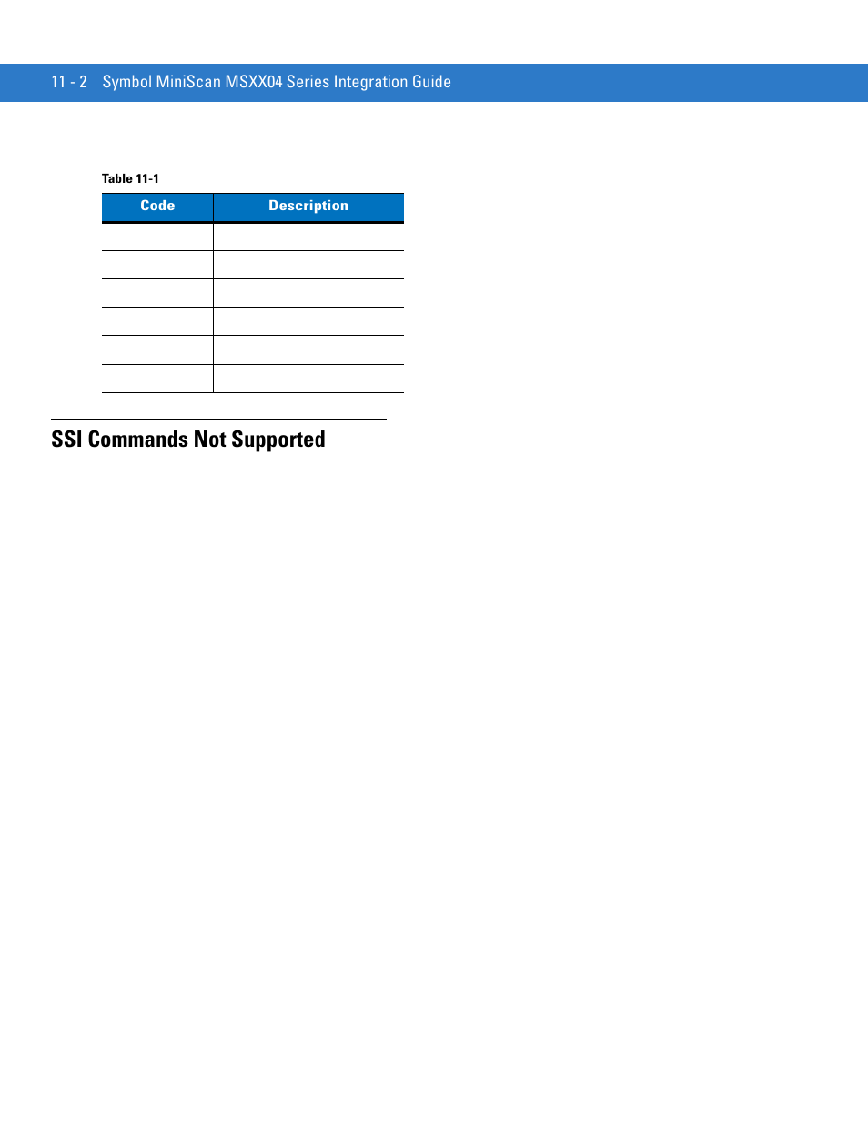 Ssi commands not supported, Ssi commands not supported -2 | Motorola SYMBOL MINISCAN MSXX04 User Manual | Page 222 / 260