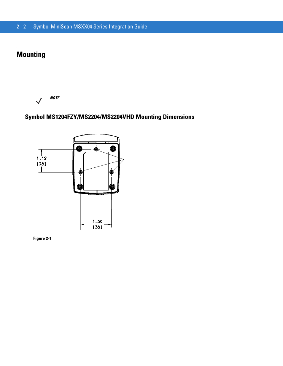 Mounting, Mounting -2 | Motorola SYMBOL MINISCAN MSXX04 User Manual | Page 26 / 260