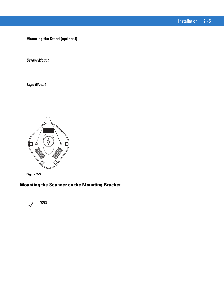 Mounting the scanner on the mounting bracket, Mounting the scanner on the mounting bracket -5 | Motorola SYMBOL MINISCAN MSXX04 User Manual | Page 29 / 260