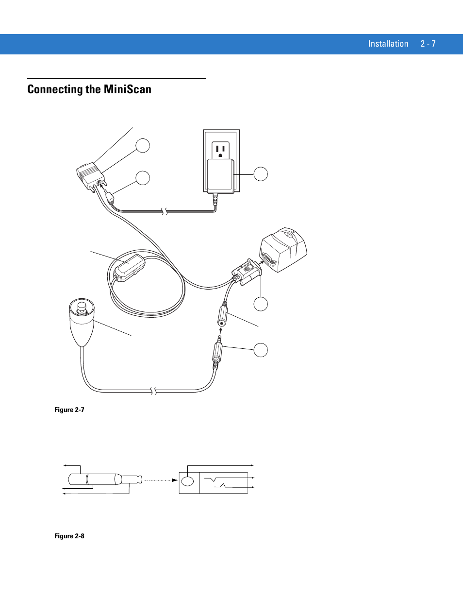 Connecting the miniscan, Connecting the miniscan -7, Installation 2 - 7 | Motorola SYMBOL MINISCAN MSXX04 User Manual | Page 31 / 260