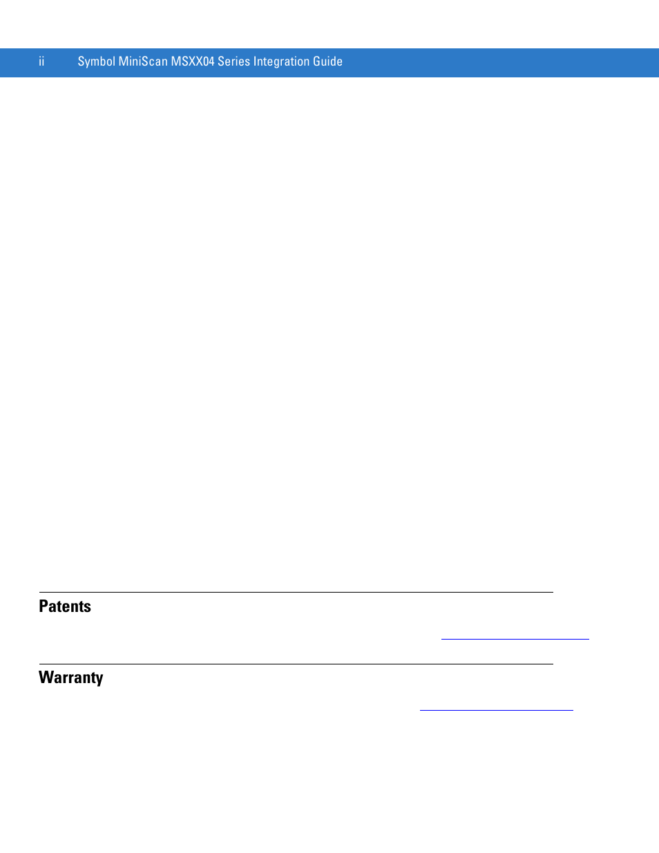 Patents, Warranty | Motorola SYMBOL MINISCAN MSXX04 User Manual | Page 4 / 260