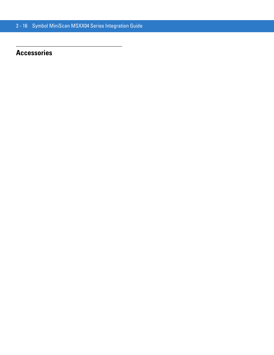 Accessories, Accessories -16 | Motorola SYMBOL MINISCAN MSXX04 User Manual | Page 40 / 260