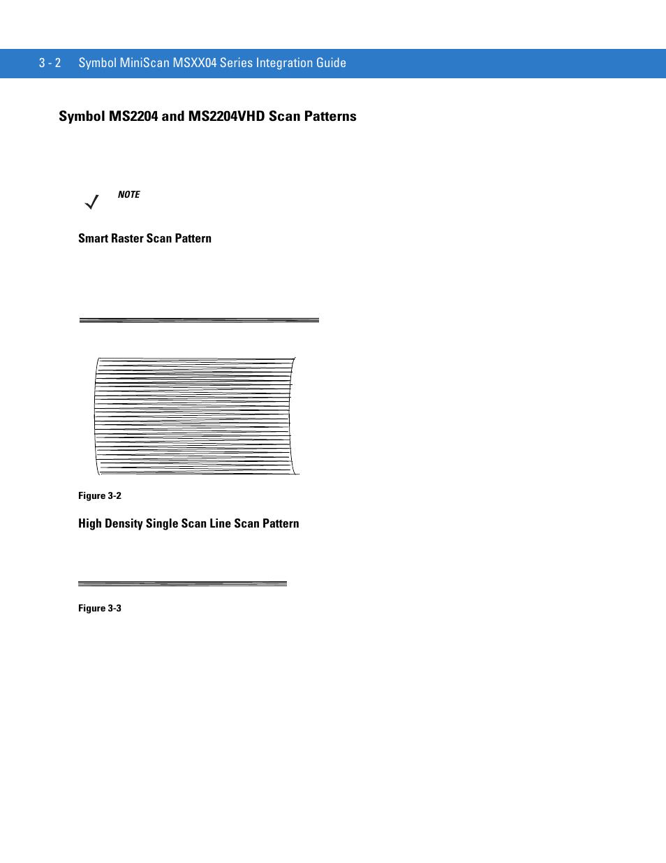 Symbol ms2204 and ms2204vhd scan patterns, Symbol ms2204 and ms2204vhd scan patterns -2 | Motorola SYMBOL MINISCAN MSXX04 User Manual | Page 44 / 260