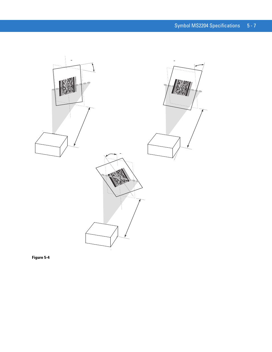 Skew, pitch and roll, Skew pitch, Roll | Figure 5-4 | Motorola SYMBOL MINISCAN MSXX04 User Manual | Page 65 / 260