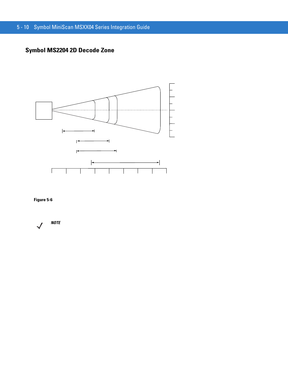 Symbol ms2204 2d decode zone, Symbol ms2204 2d decode zone -10, Depth of field | Motorola SYMBOL MINISCAN MSXX04 User Manual | Page 68 / 260