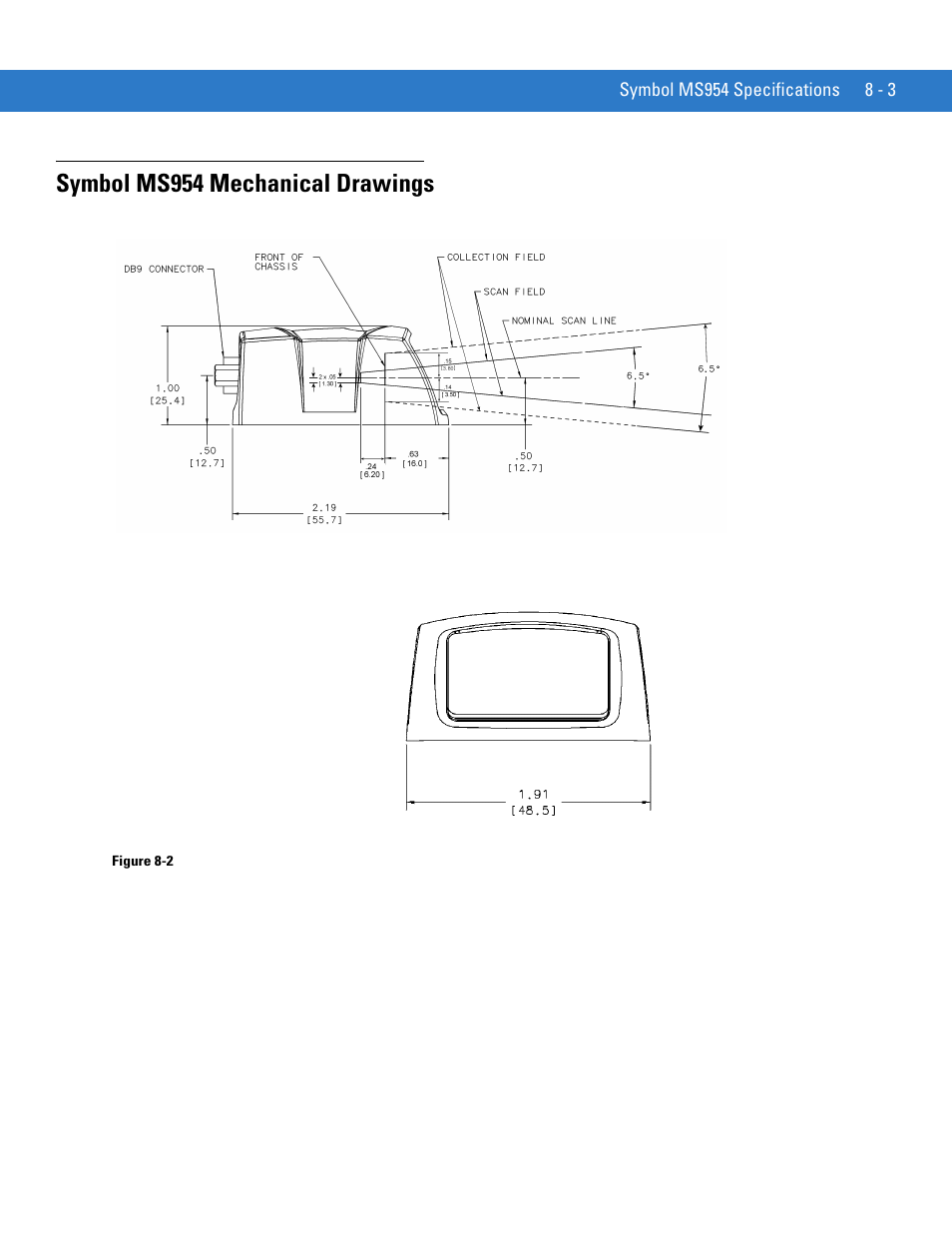 Symbol ms954 mechanical drawings, Symbol ms954 mechanical drawings -3 | Motorola SYMBOL MINISCAN MSXX04 User Manual | Page 97 / 260