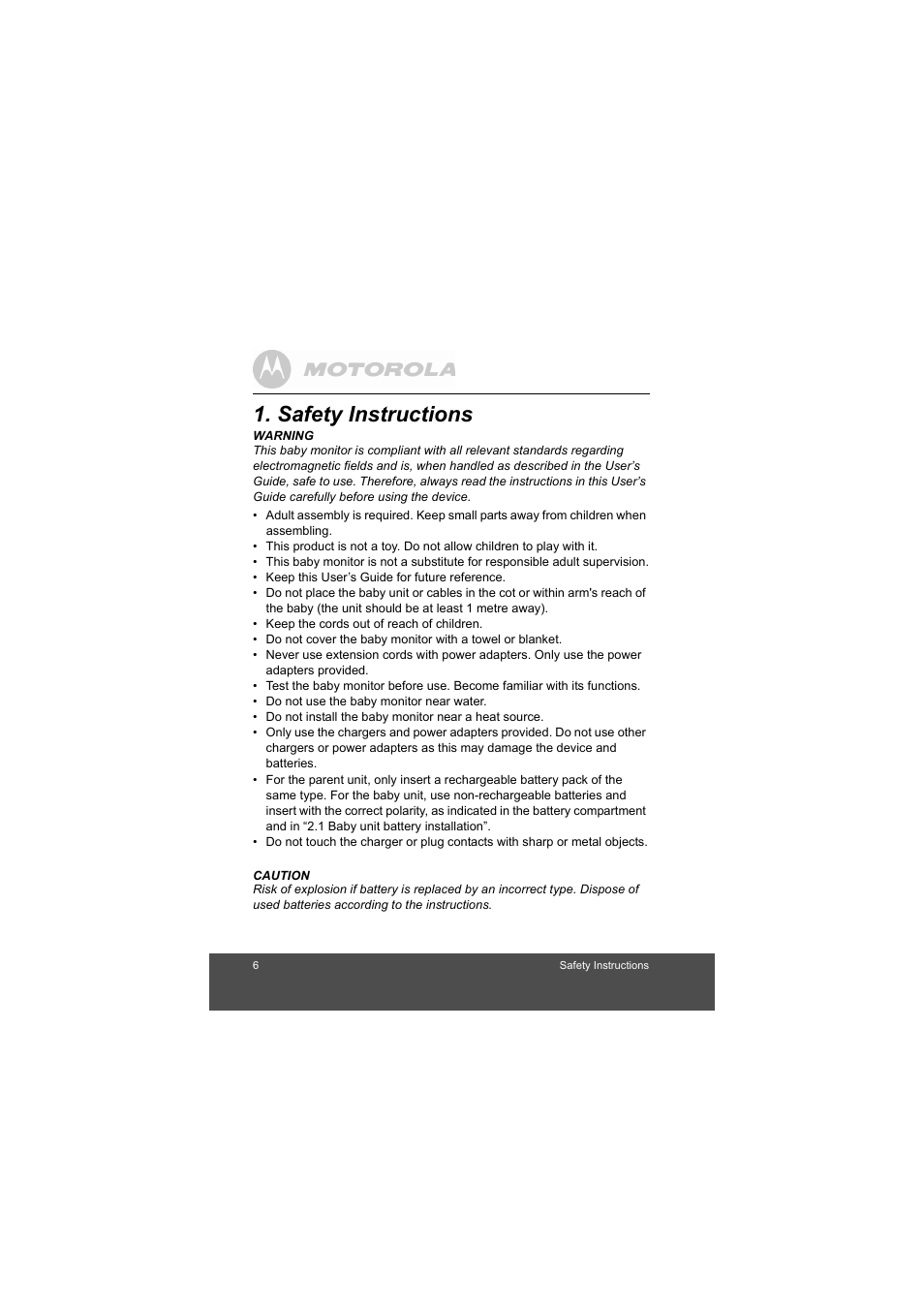 Safety instructions | Motorola MBP35BL User Manual | Page 6 / 25