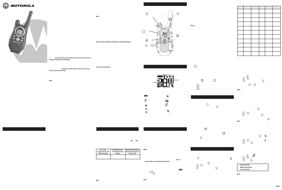 Motorola T6500 Series User Manual | 2 pages