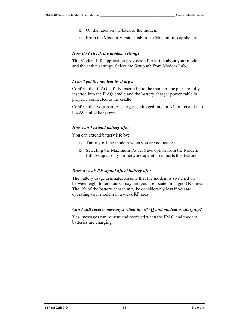 Motorola PRM240 i User Manual | Page 33 / 36