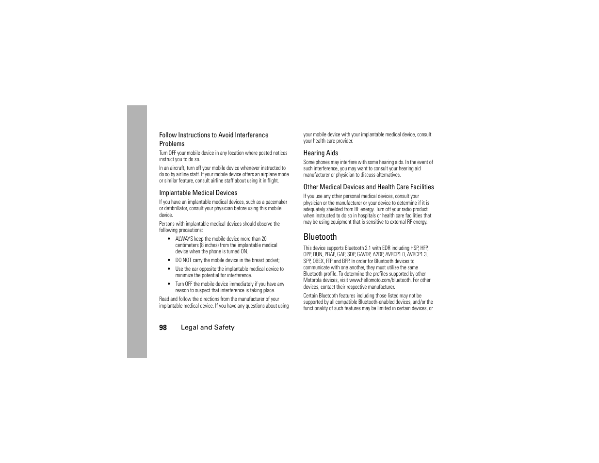 Bluetooth | Motorola BRUTE H85XAH6JR5AN User Manual | Page 102 / 124
