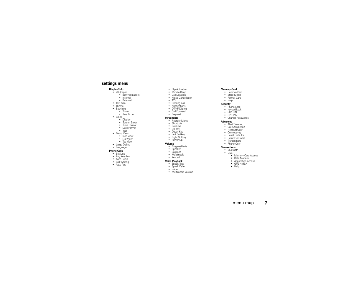 Settings menu | Motorola BRUTE H85XAH6JR5AN User Manual | Page 11 / 124