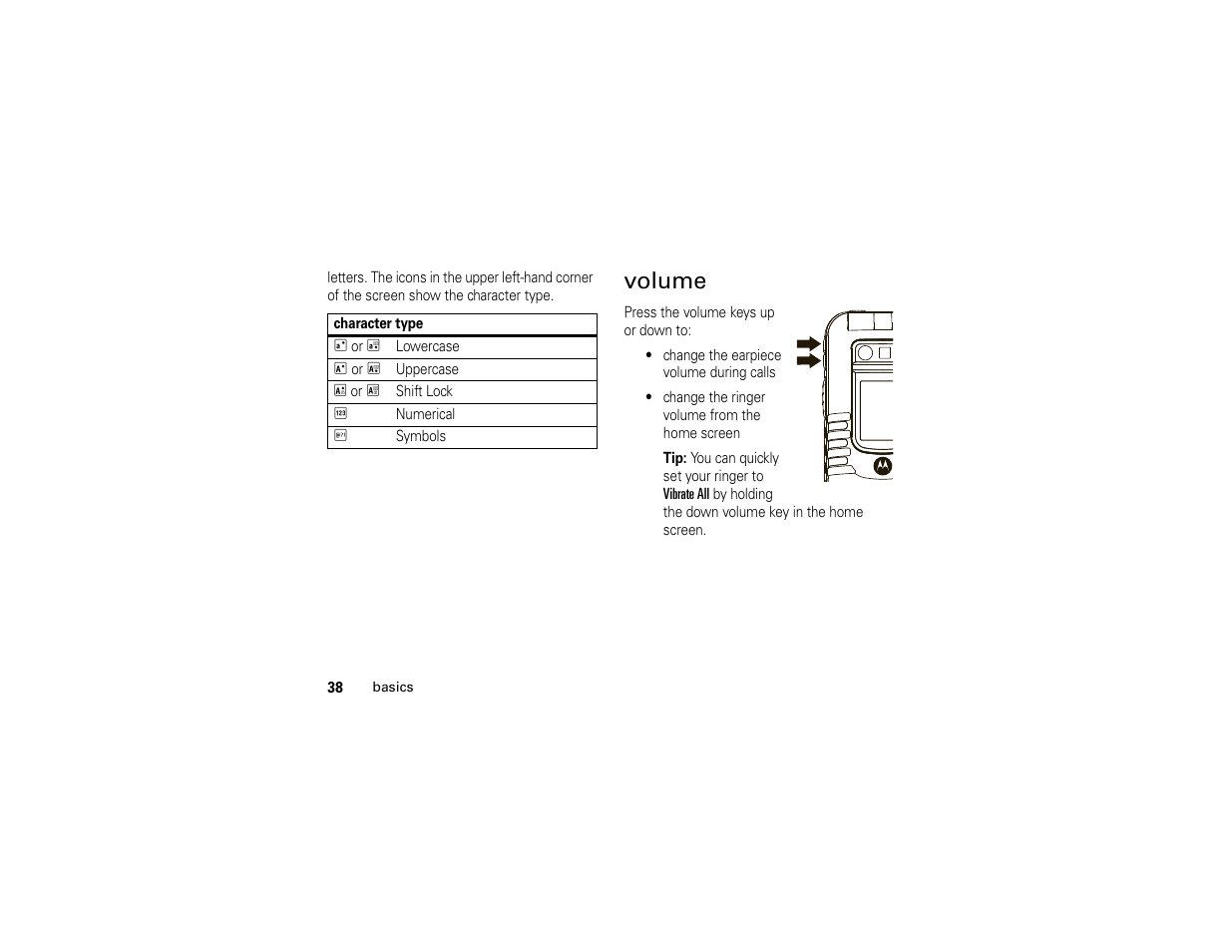 Volume | Motorola BRUTE H85XAH6JR5AN User Manual | Page 42 / 124