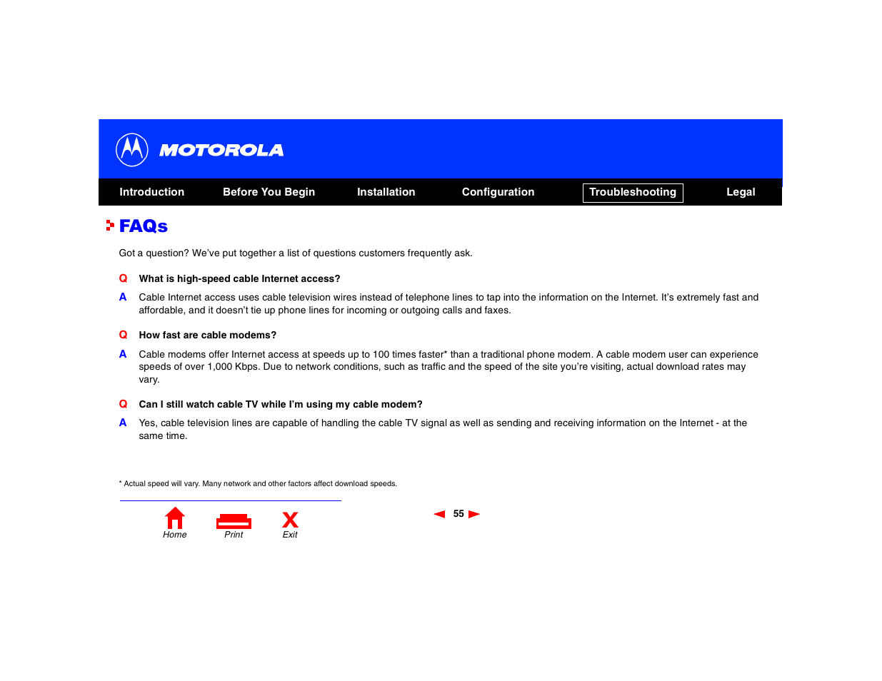 Faqs | Motorola SB4200 User Manual | Page 60 / 68