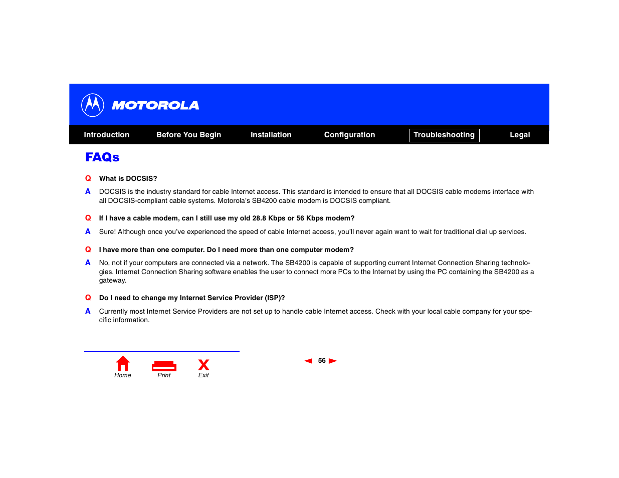 Faqs | Motorola SB4200 User Manual | Page 61 / 68