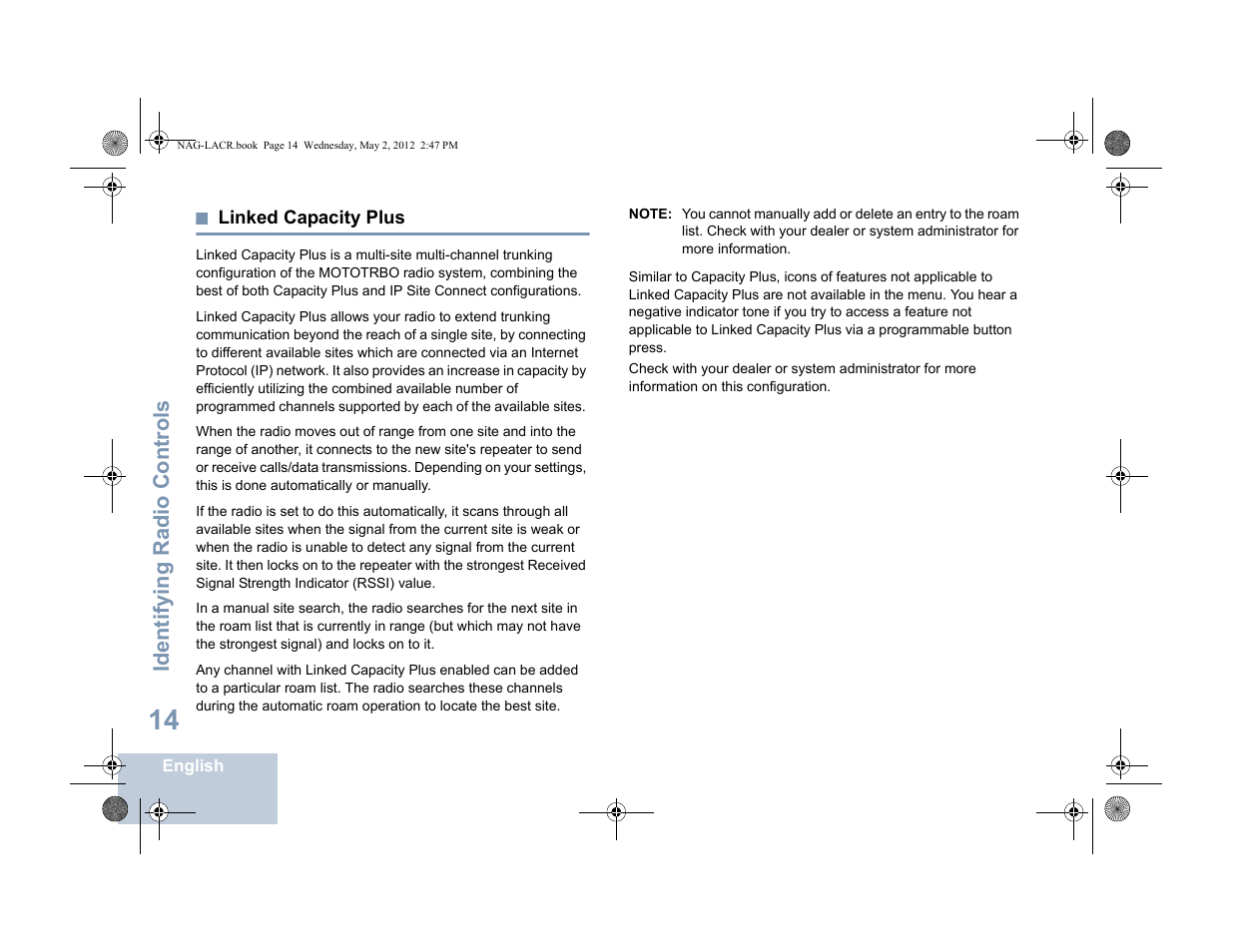 Linked capacity plus, Linked capacity plus on, Identifying radio controls | Motorola SL7550 User Manual | Page 28 / 114