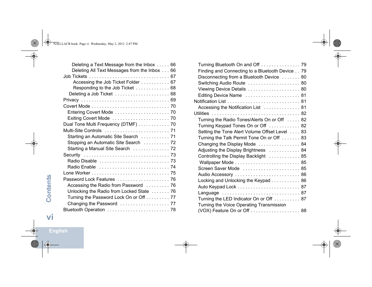 Content s | Motorola SL7550 User Manual | Page 8 / 114