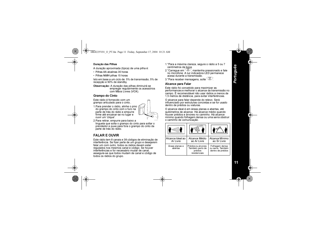 11 p o rtuguês | Motorola XTL446 User Manual | Page 121 / 178