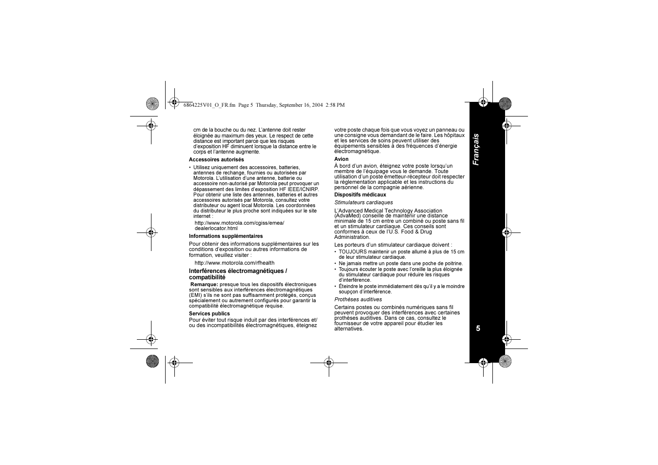 5fra nçais | Motorola XTL446 User Manual | Page 27 / 178