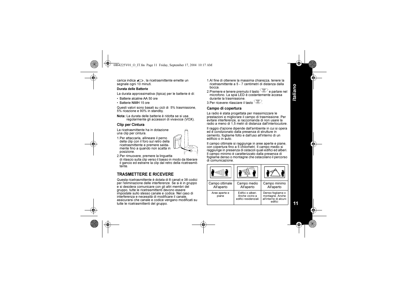 11 ita liano | Motorola XTL446 User Manual | Page 99 / 178