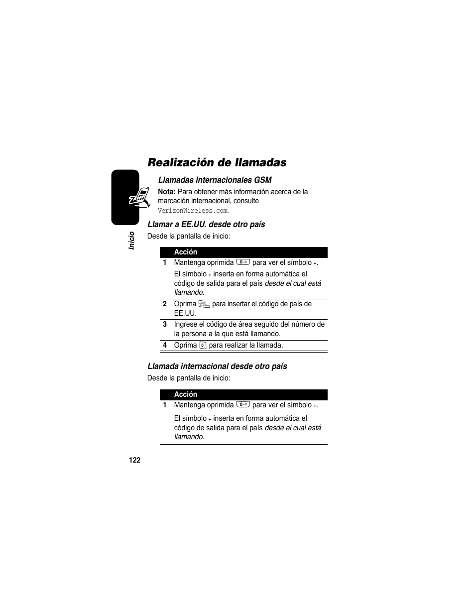 Realización de llamadas | Motorola A840 User Manual | Page 124 / 284