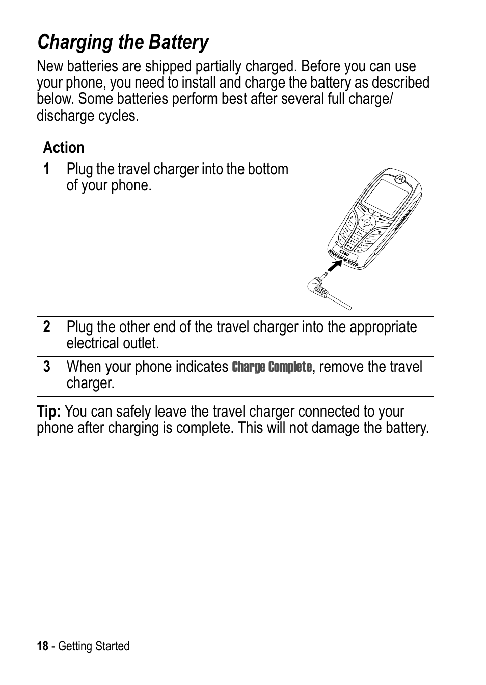 Charging the battery | Motorola C390 User Manual | Page 18 / 86