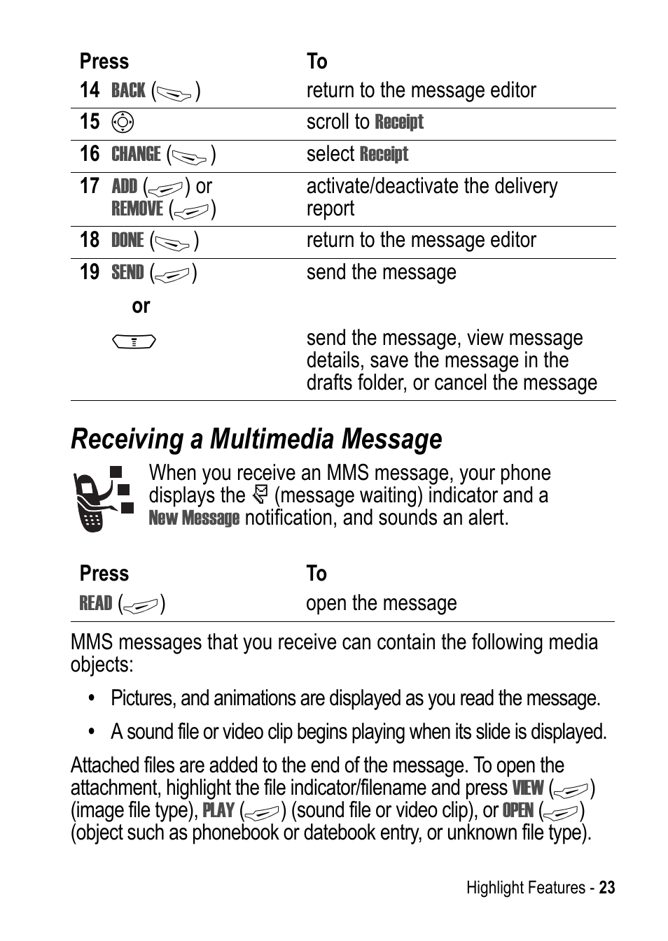 Receiving a multimedia message | Motorola C390 User Manual | Page 23 / 86