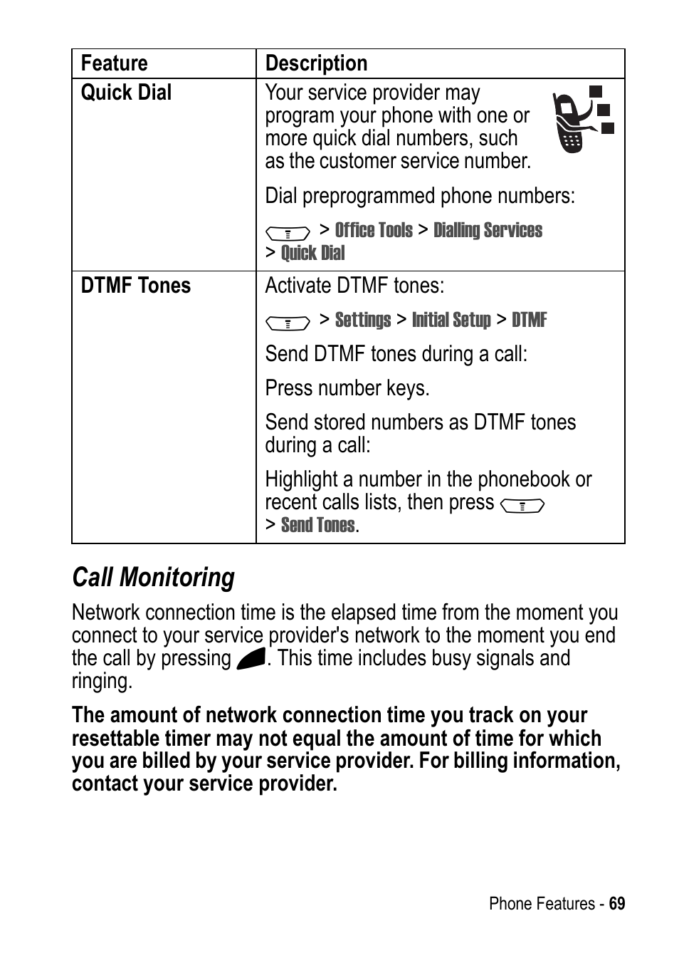 Call monitoring | Motorola C390 User Manual | Page 69 / 86