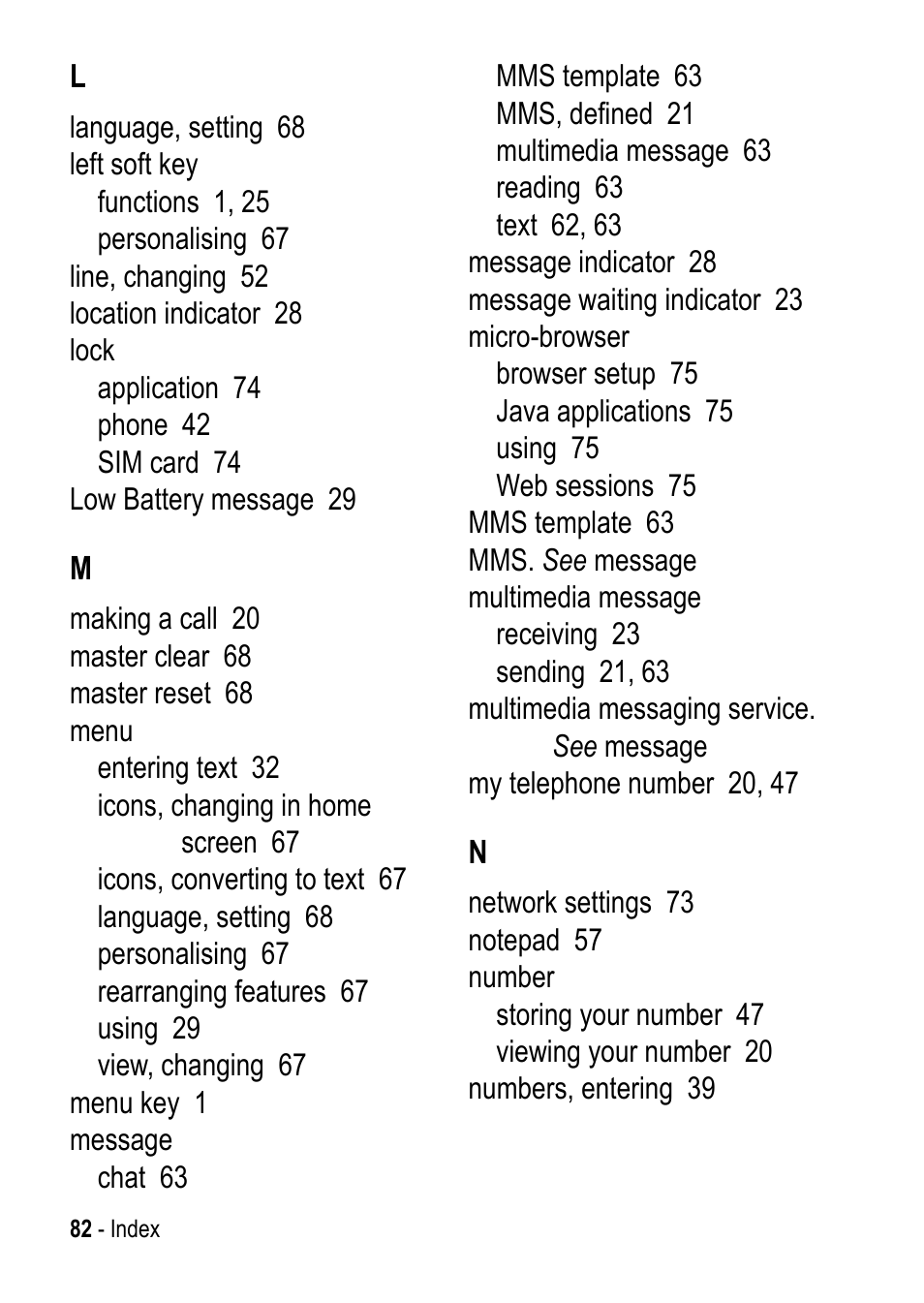 Motorola C390 User Manual | Page 82 / 86