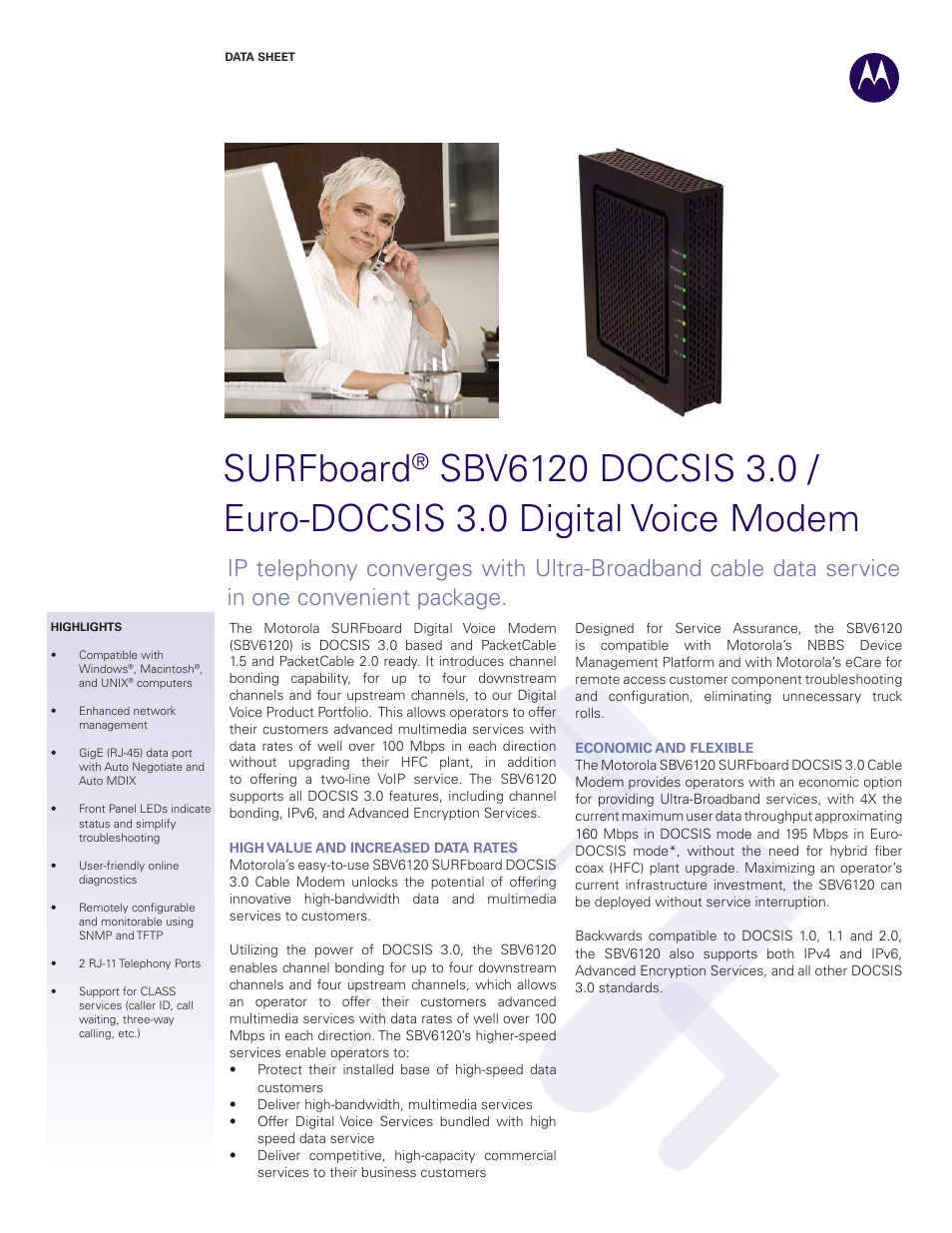 Motorola SBV6120 User Manual | 4 pages