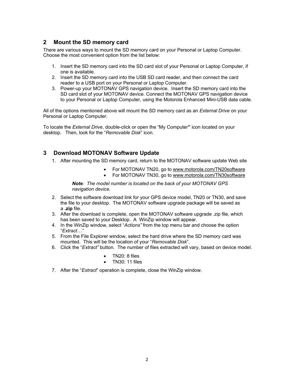 Motorola MOTONAV TN20 User Manual | Page 2 / 3