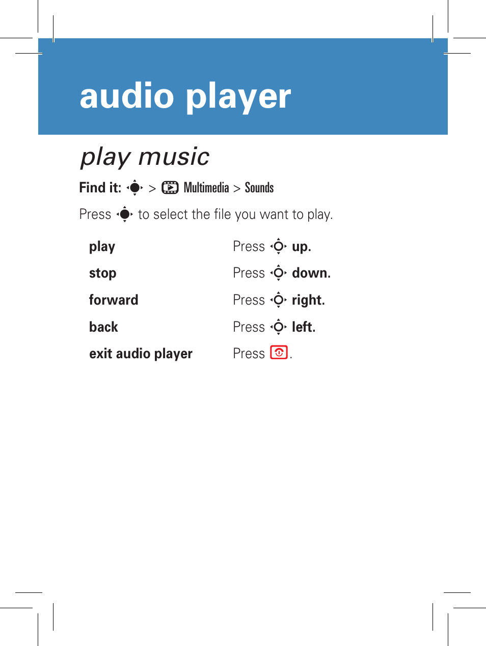 Audio player, Play music | Motorola YOUR PHONE W360 User Manual | Page 13 / 39