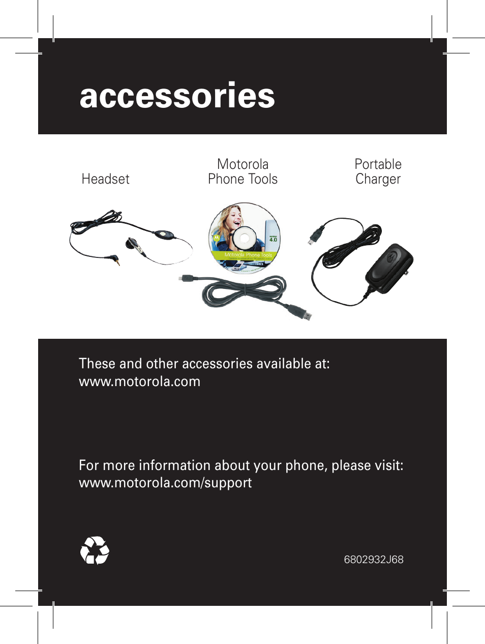 Accessories | Motorola YOUR PHONE W360 User Manual | Page 39 / 39