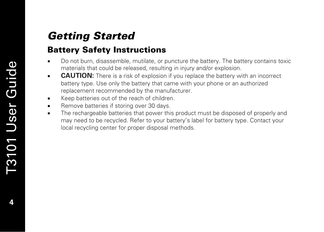 T3101 user guide, Getting started | Motorola T3101 User Manual | Page 18 / 60