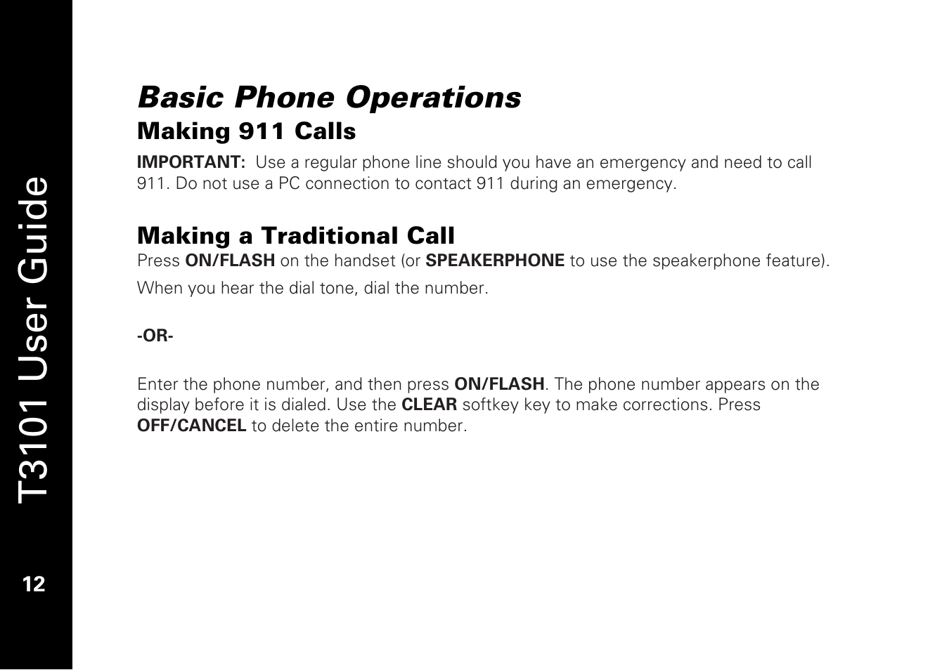 T3101 user guide, Basic phone operations | Motorola T3101 User Manual | Page 26 / 60