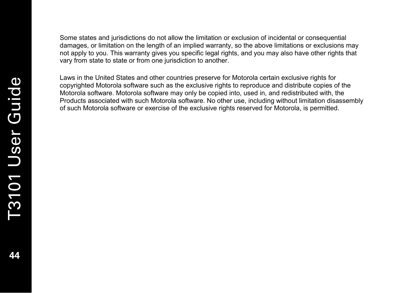 T3101 user guide | Motorola T3101 User Manual | Page 58 / 60