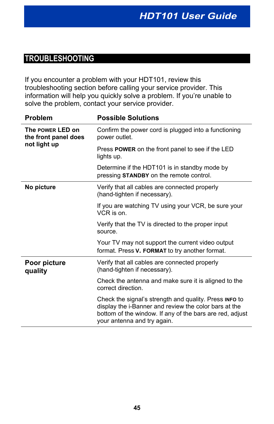 Troubleshooting | Motorola HDT101 User Manual | Page 51 / 54