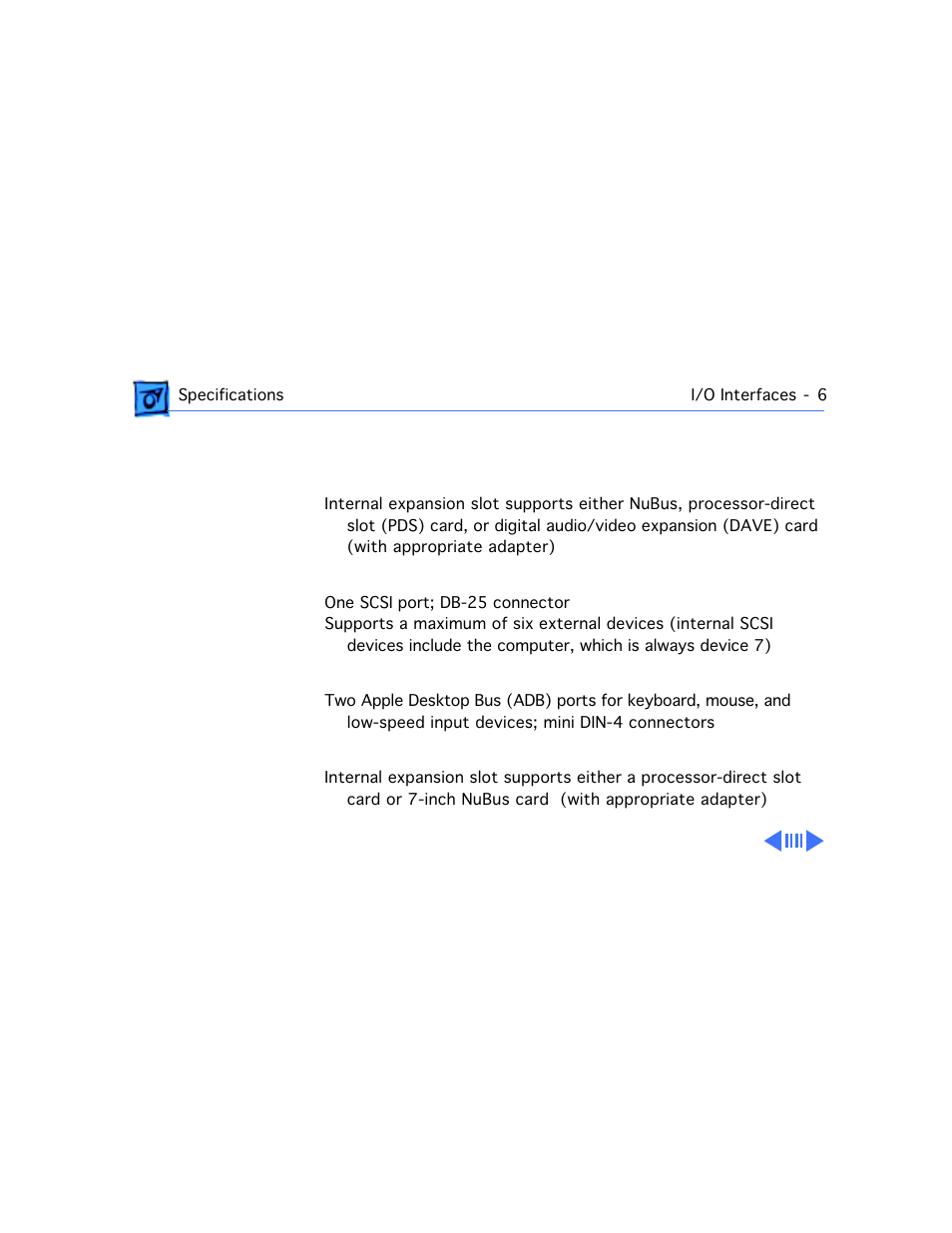 I/o interfaces, Expansion slot, Scsi | Apple desktop bus | Motorola 660AV User Manual | Page 10 / 97