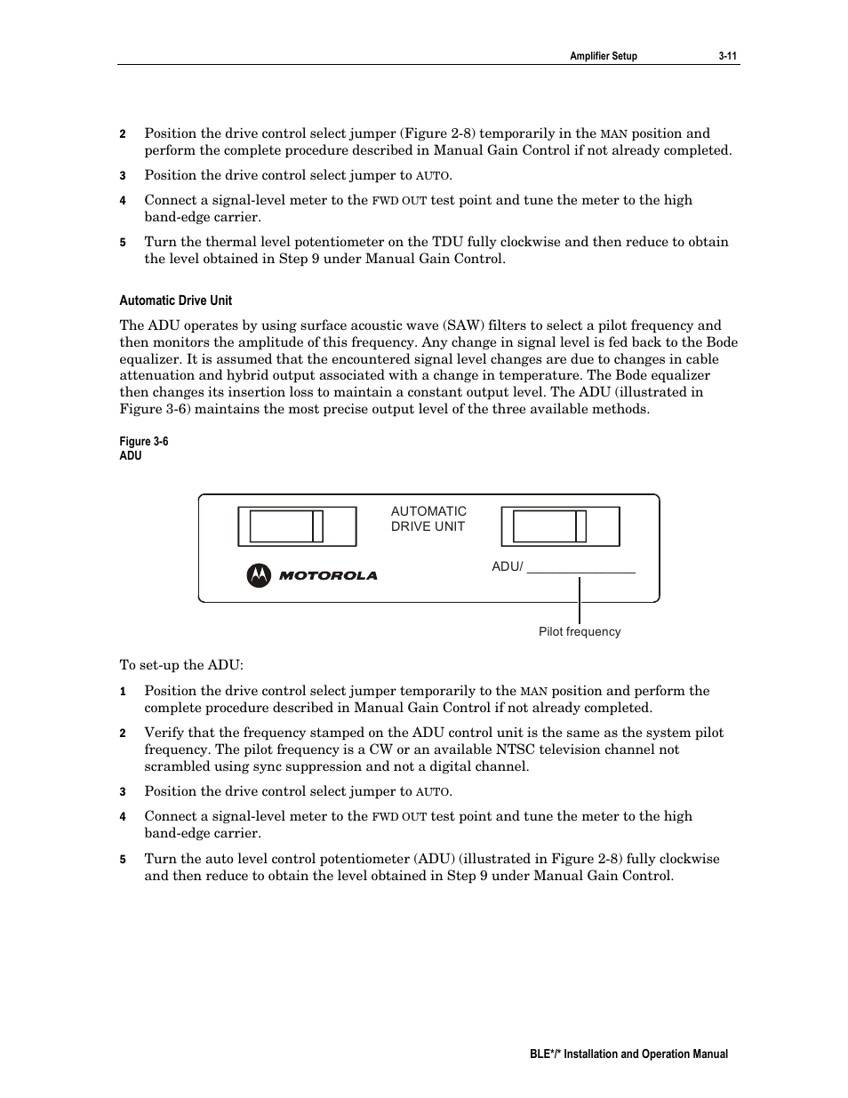 Automatic drive unit | Motorola BLE*/* User Manual | Page 32 / 49