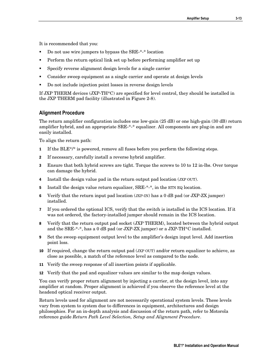 Alignment procedure | Motorola BLE*/* User Manual | Page 34 / 49