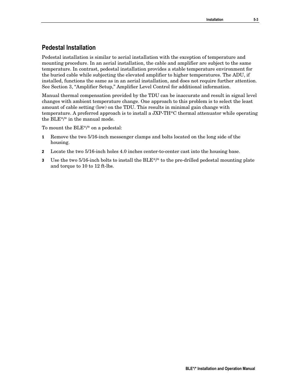 Pedestal installation | Motorola BLE*/* User Manual | Page 42 / 49