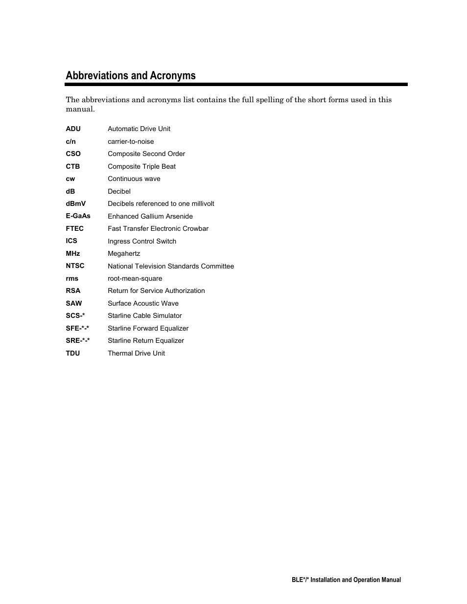 Abbreviations and acronyms | Motorola BLE*/* User Manual | Page 48 / 49